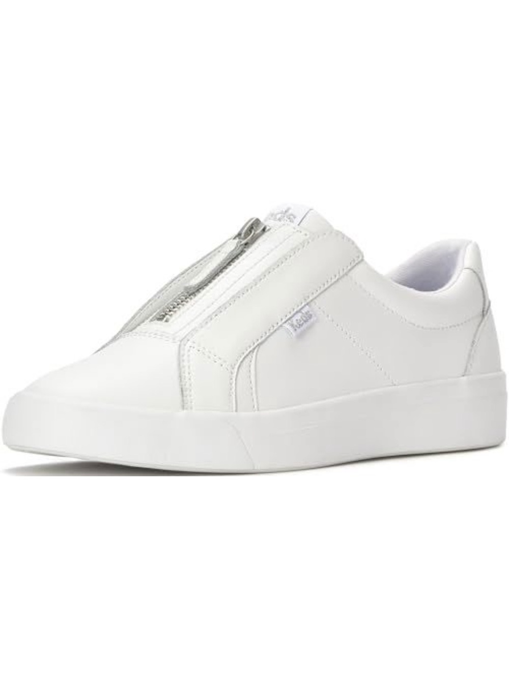 Keds 13.5 Womens Pursuit White Zip Front Slip On Fashion Sneakers Arch Support